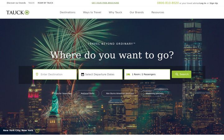 Screenshot of tauck.com