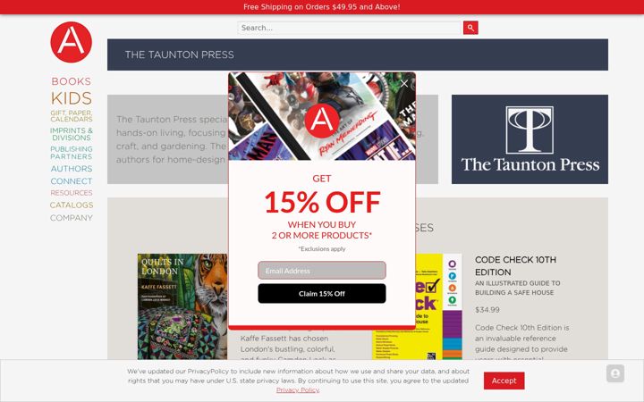 Screenshot of taunton.com