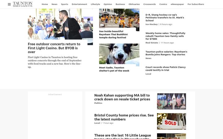 Screenshot of tauntongazette.com