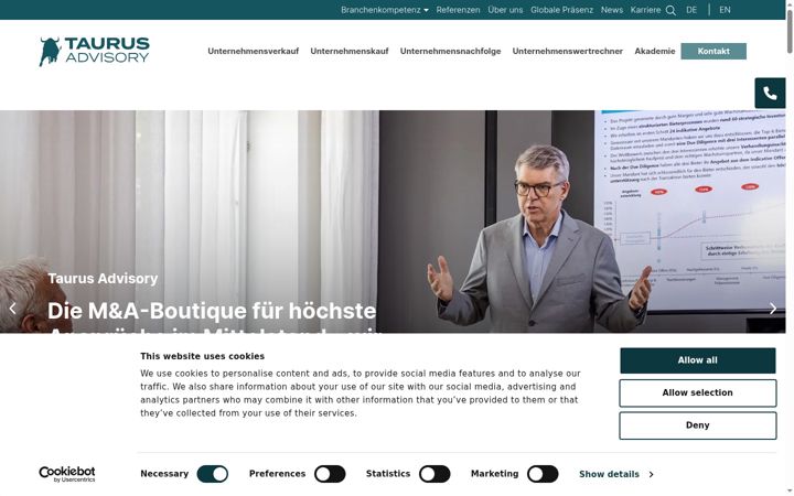 Screenshot of taurusadvisory.de