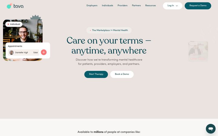 Screenshot of tavahealth.com