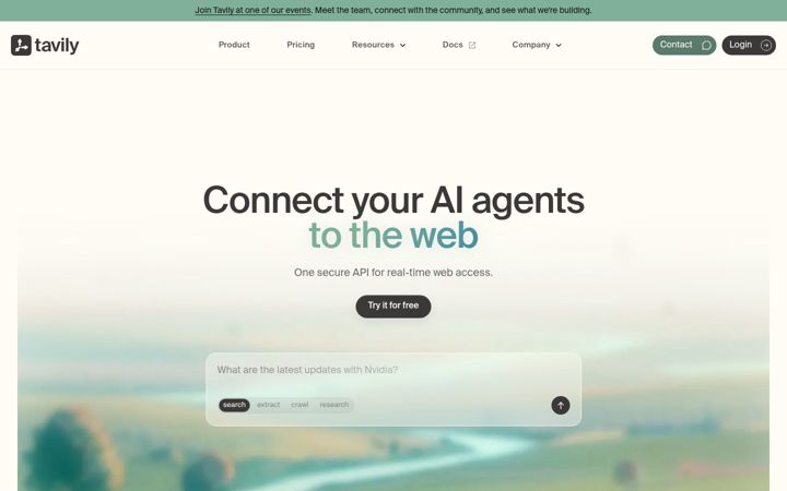 Screenshot van tavily.com