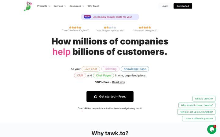 Screenshot of tawk.help