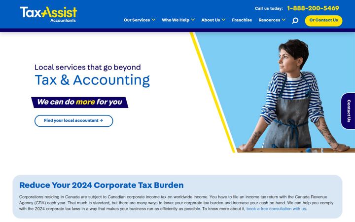 Snímek obrazovky taxassist.ca