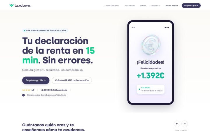 Screenshot of taxdown.es