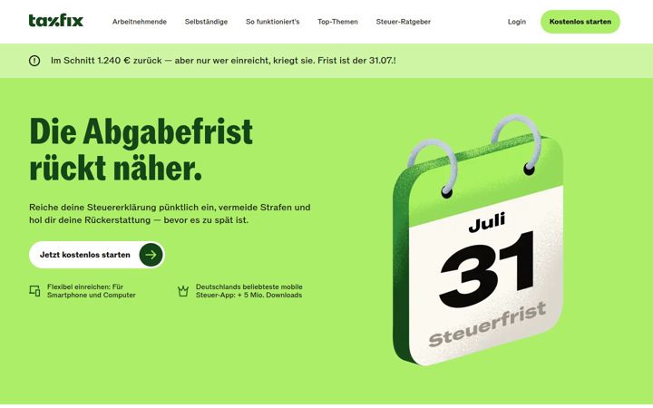 Screenshot of taxfix.de
