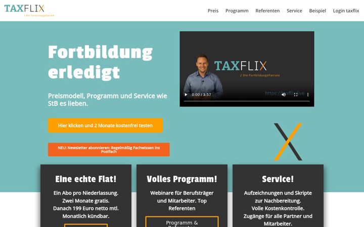 Kuvakaappaus sivustosta taxflix.live