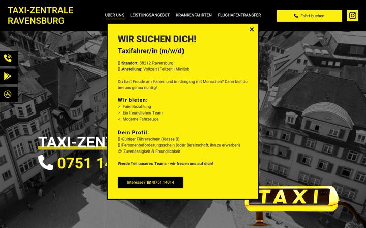 Screenshot of taxi-zentrale-ravensburg.de