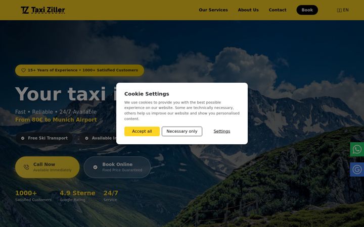 Screenshot of taxi-ziller.at