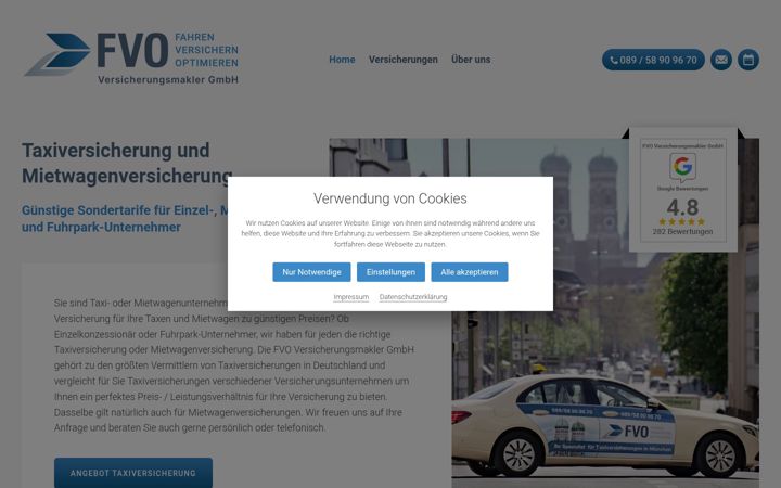 Captură de ecran a taxiversicherungen-deutschland.de
