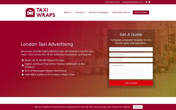 Zrzut ekranu taxiwraps.co.uk