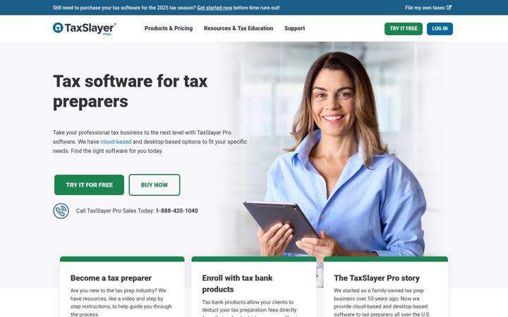 Screenshot of taxslayerpro.com