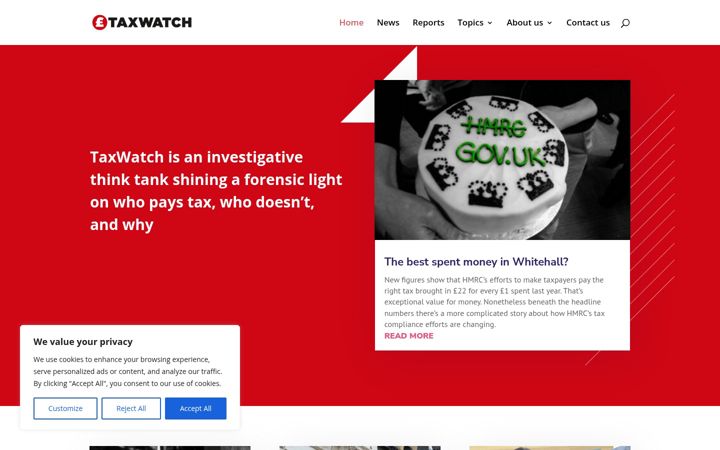 Екранна снимка на taxwatchuk.org