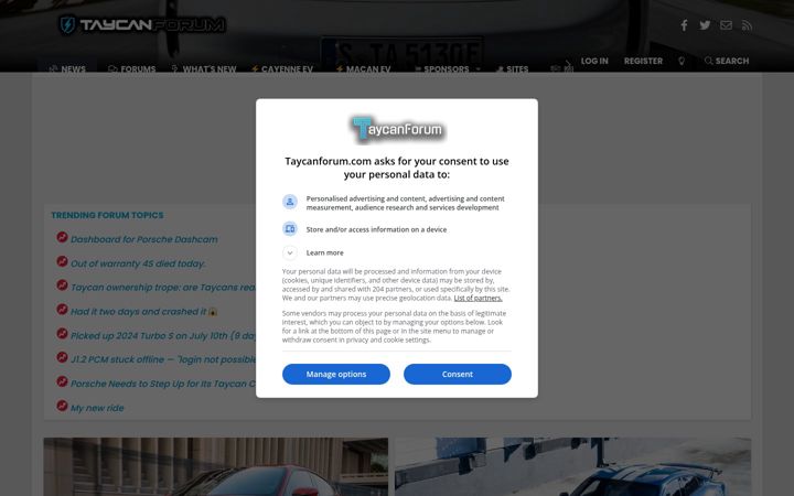 Screenshot of taycanforum.com