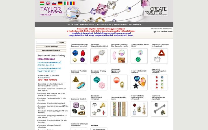 Screenshot of taylorcrystal.hu