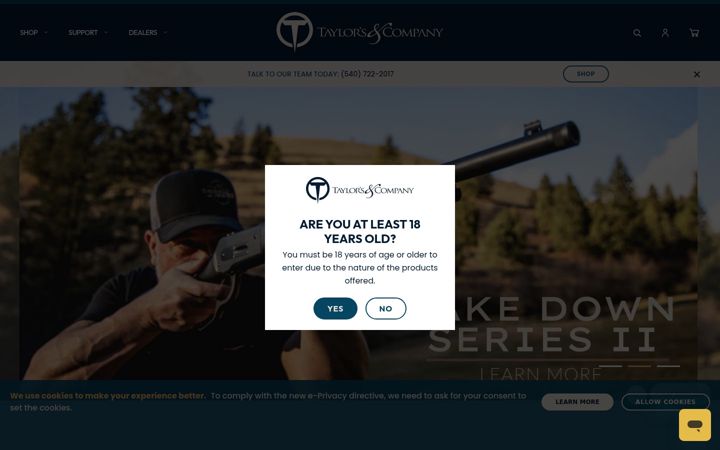 Screenshot of taylorsfirearms.com