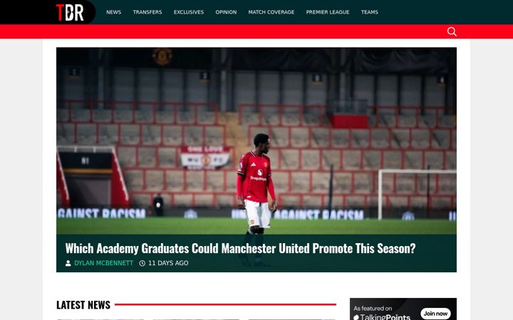 Screenshot of tbrfootball.com