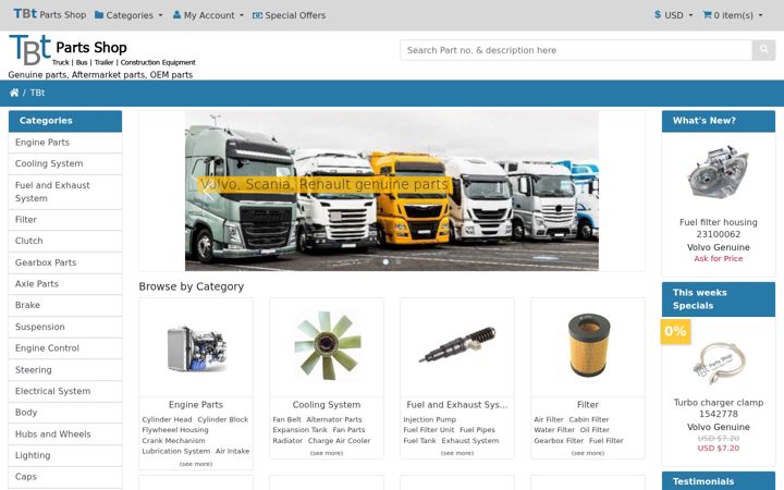 Screenshot di tbtparts.com