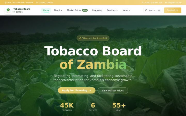 Screenshot of tbz.co.zm