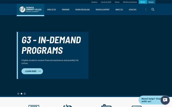 Screenshot of tcc.edu