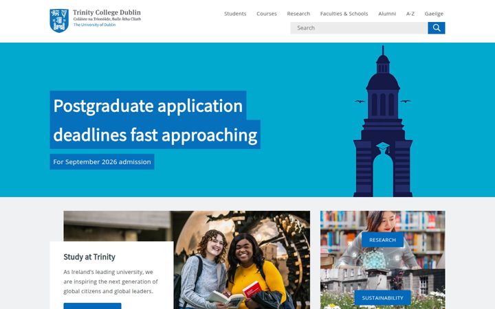 Skärmbild av tcd.ie