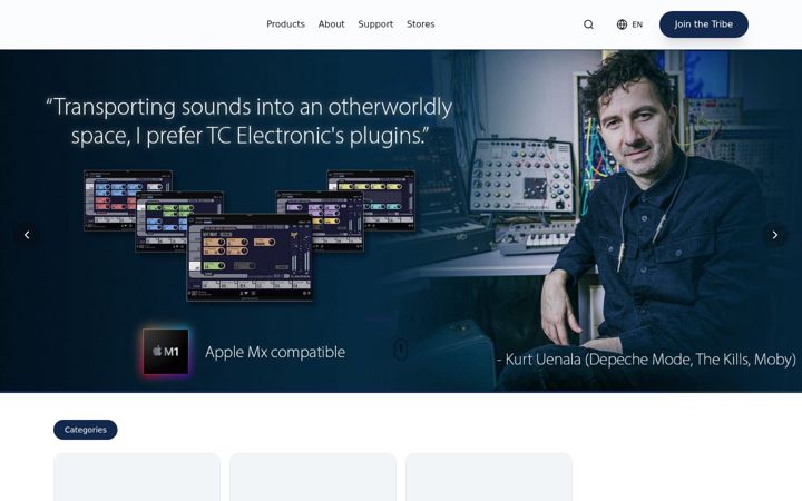 Screenshot of tcelectronic.com