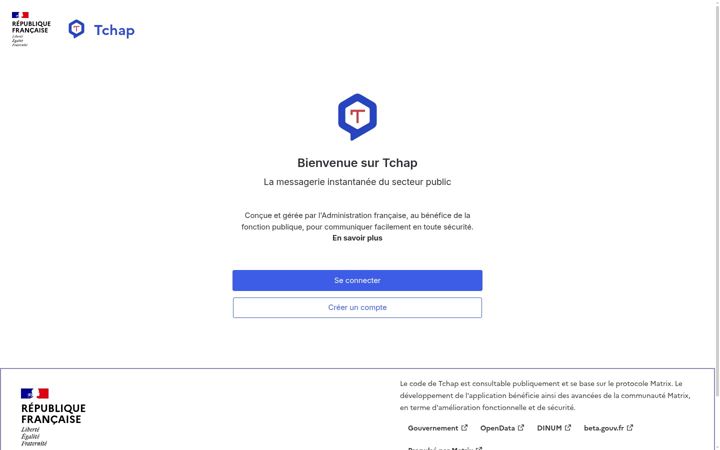 Screenshot of tchap.gouv.fr