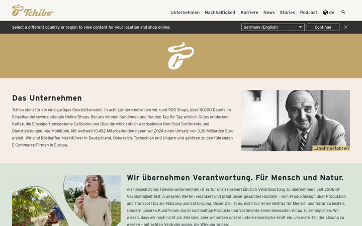 Screenshot of tchibo.com