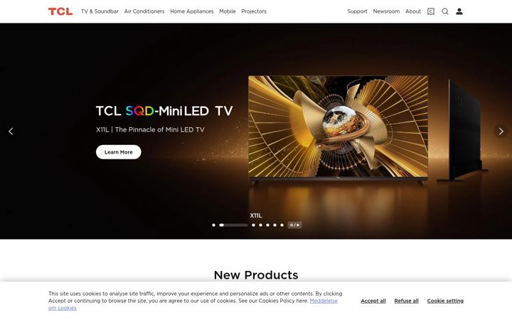 Captura de ecrã de tcl.com