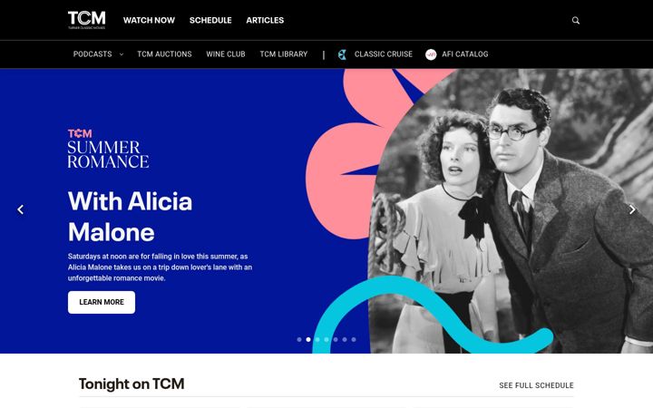 Captura de ecrã de tcm.com
