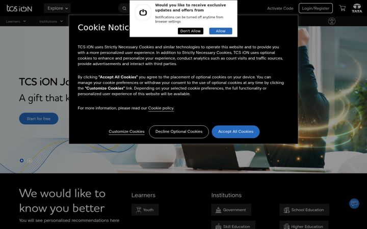 Screenshot ta' tcsion.com
