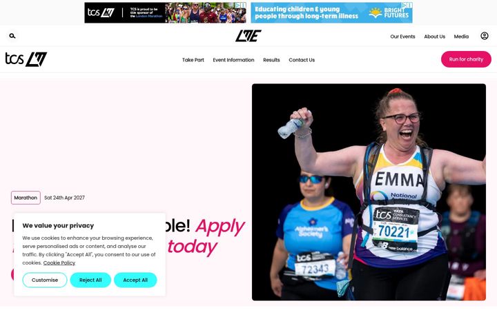 Screenshot of tcslondonmarathon.com