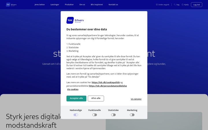 Screenshot of tdc.dk