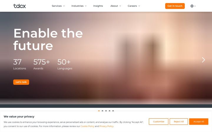 Screenshot of tdcx.com
