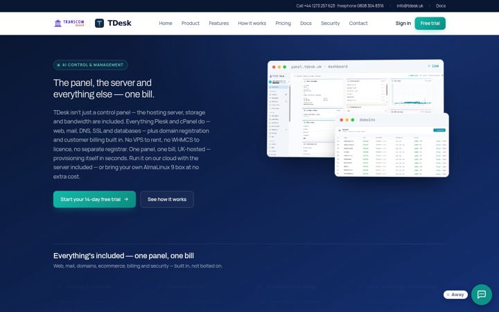 Screenshot of tdesk.uk