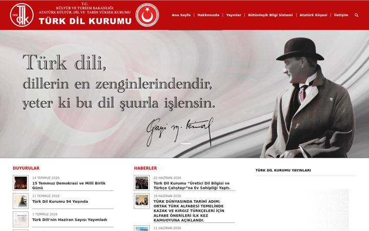 Screenshot of tdk.gov.tr