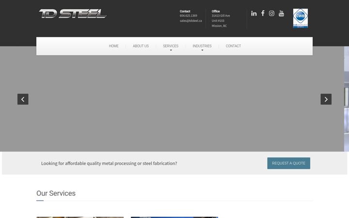 Skärmbild av tdsteel.ca