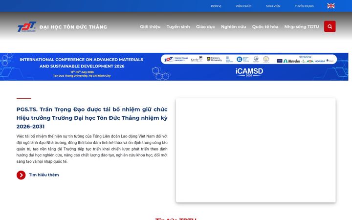 Screenshot of tdtu.edu.vn
