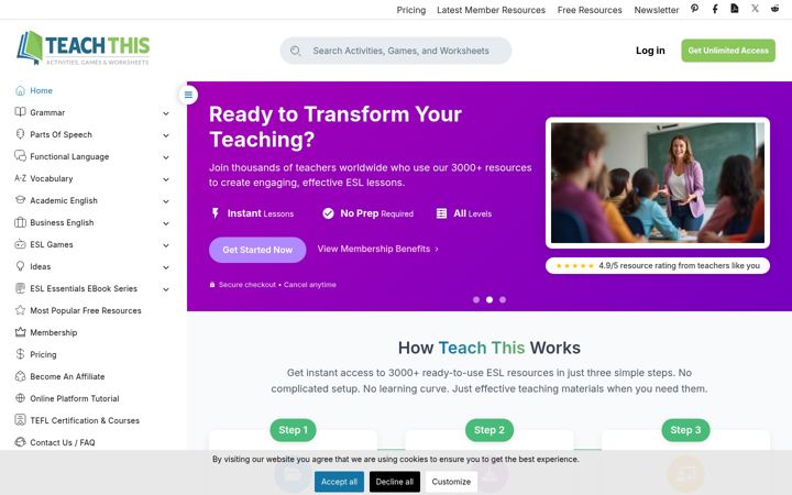 Kuvakaappaus sivustosta teach-this.com