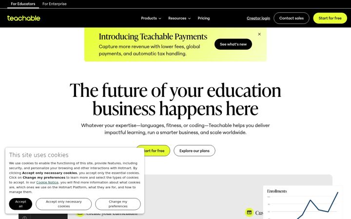 Snímek obrazovky teachable.com