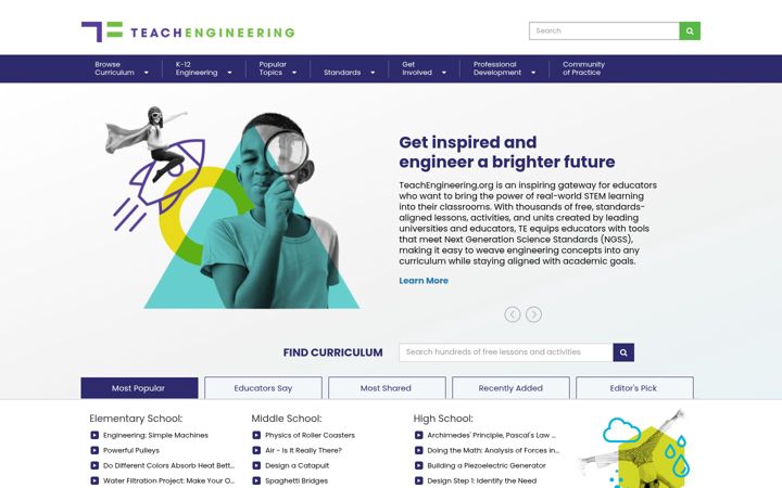 Screenshot of teachengineering.org