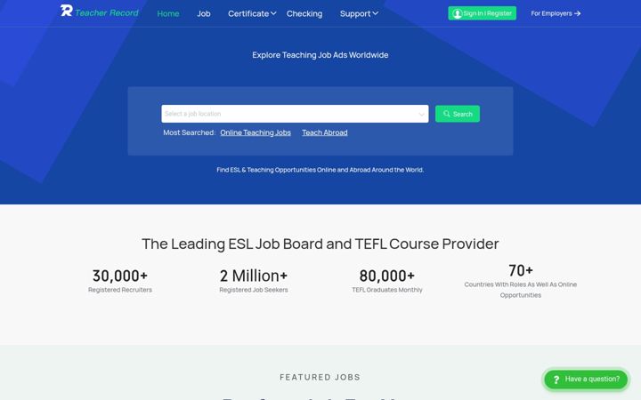 Screenshot of teacherrecord.com