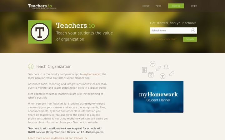 Screenshot of teachers.io