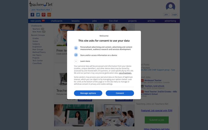 Screenshot of teachers.net
