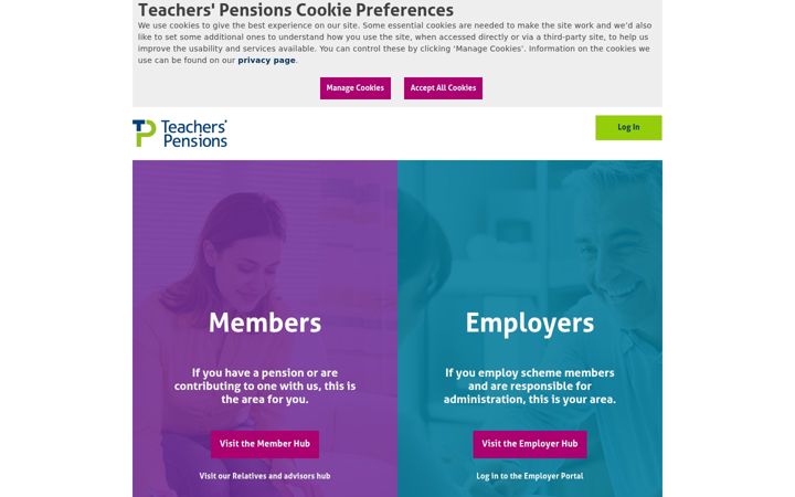 Екранна снимка на teacherspensions.co.uk