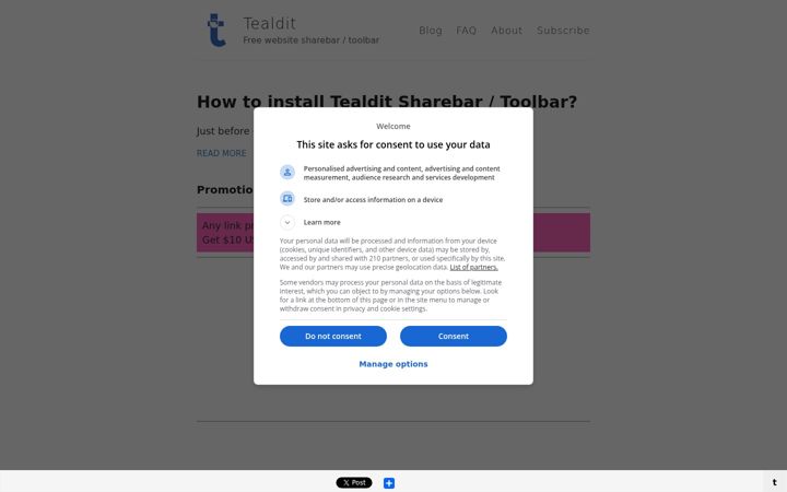 Screenshot of tealdit.com