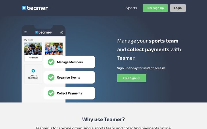 Screenshot of teamer.net