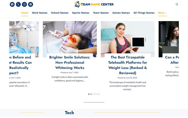 Screenshot of teamnamecenter.com
