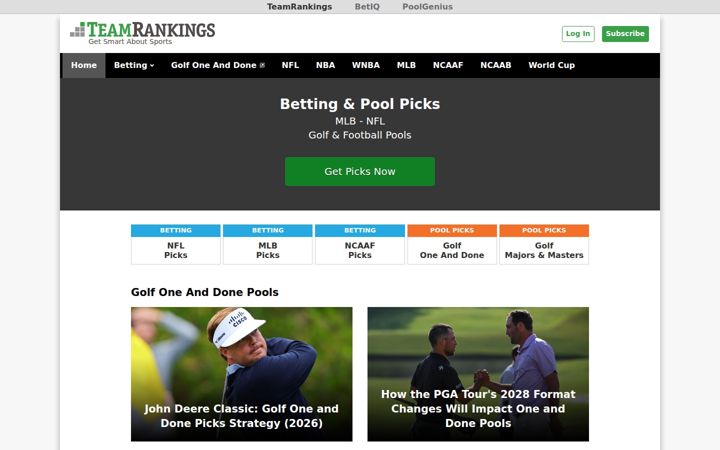 Screenshot of teamrankings.com
