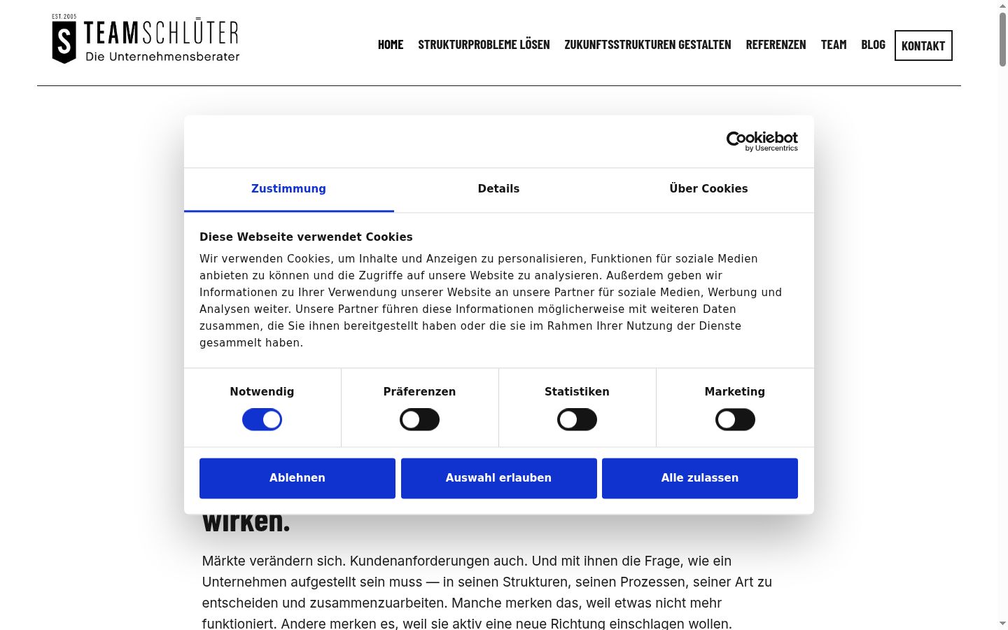 Screenshot of the consent banner shown before any interaction